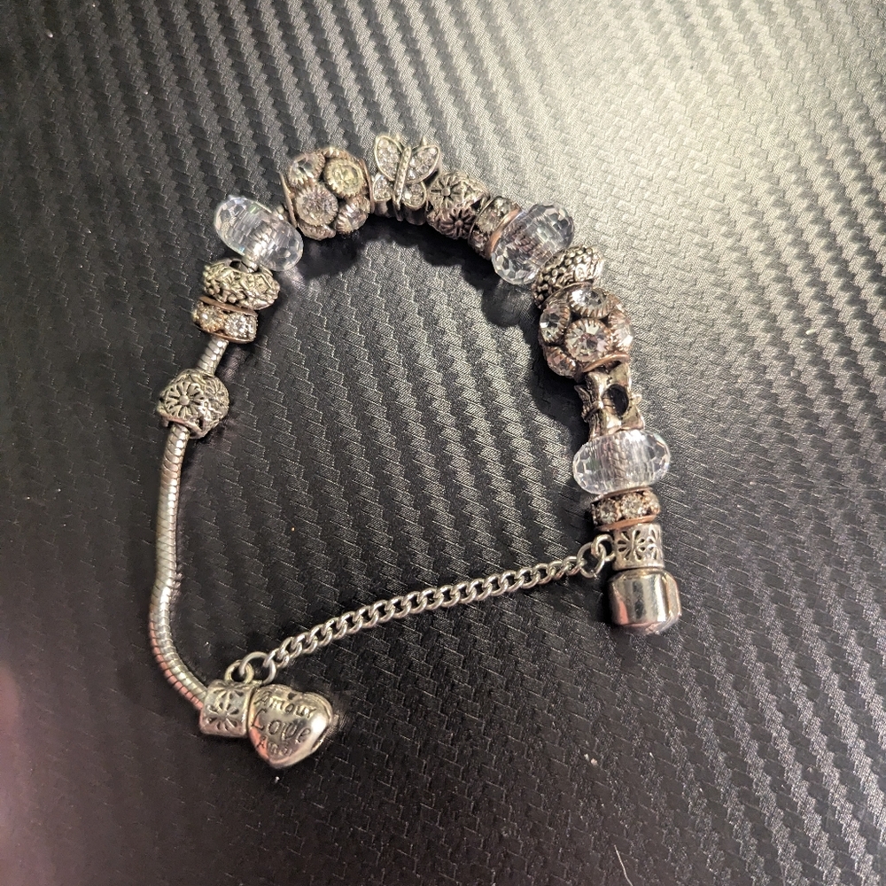 Silver Love Charm Bracelet